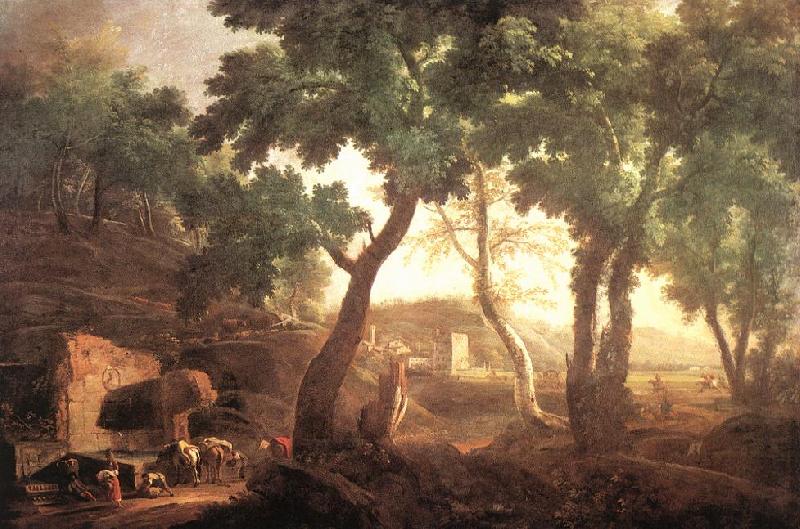 RICCI, Marco Landscape with Watering Horses oil painting image